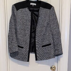 Tahari Black and Gray Textured Blazer